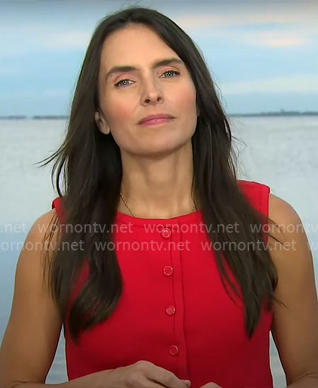 Lilia Luciano's red button front top on CBS Mornings
