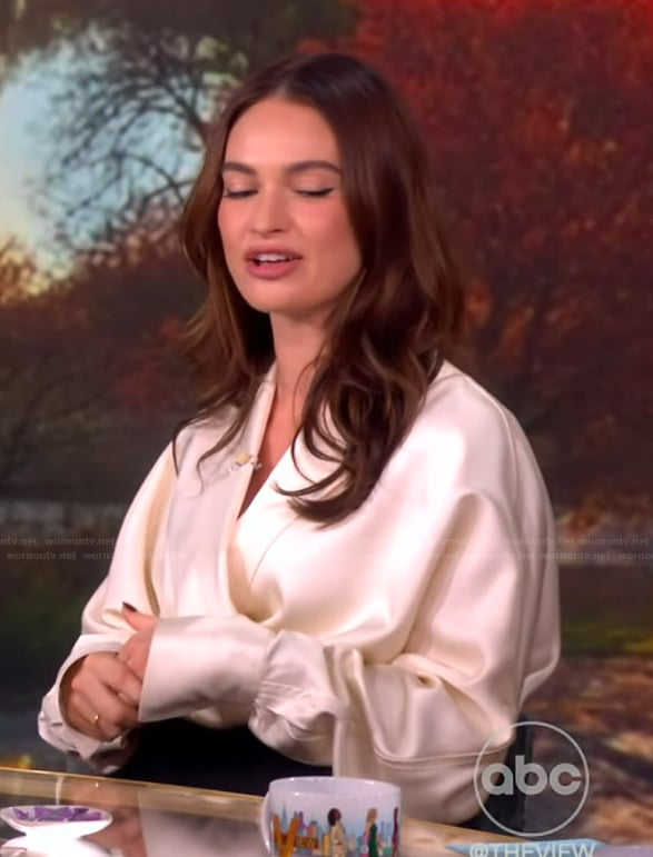 Lily James’s satin wrap top on The View