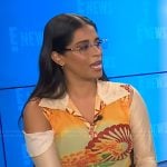 Lily Singh’s printed top with shoulder cutout on E! News
