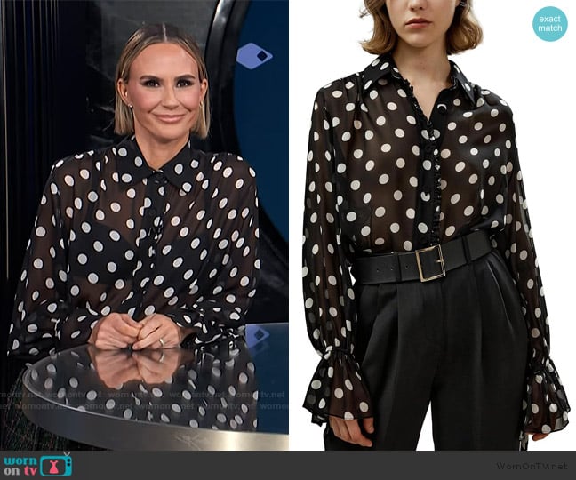 Lily Silk Polka Dots Georgette Blouse worn by Keltie Knight on E! News