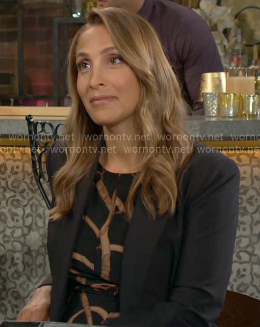 Lily's black belt print dress on The Young and the Restless