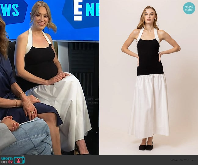 Line and Dot Kohl Mix Media Maxi Dress worn by Andre Bowen on E! News