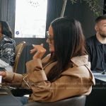 Lisa’s beige cropped trench jacket on The Real Housewives of Salt Lake City