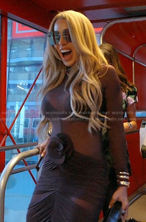 Lisa's floral applique sheer dress on The Real Housewives of Miami