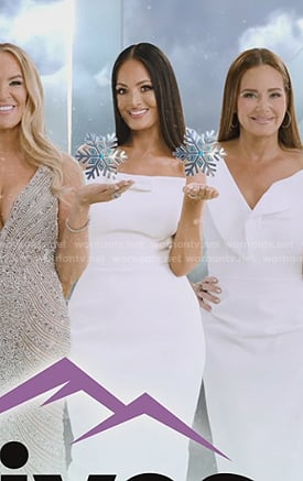 Lisa’s white strapless opening scene dress on The Real Housewives of Salt Lake City