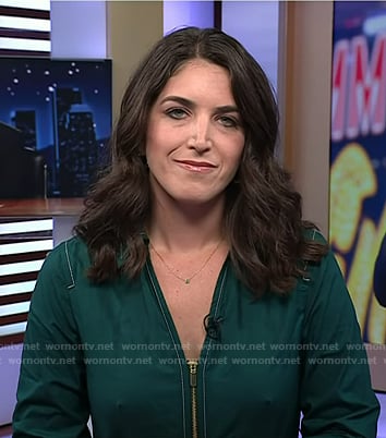 Liz’s green zip front v-neck dress on Today