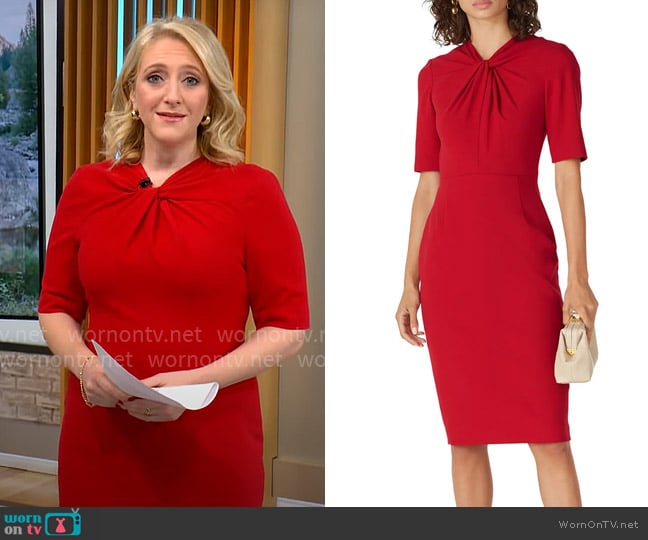 LK Bennett Caterina Knotted Dress worn by Lisa Rozner on CBS Mornings