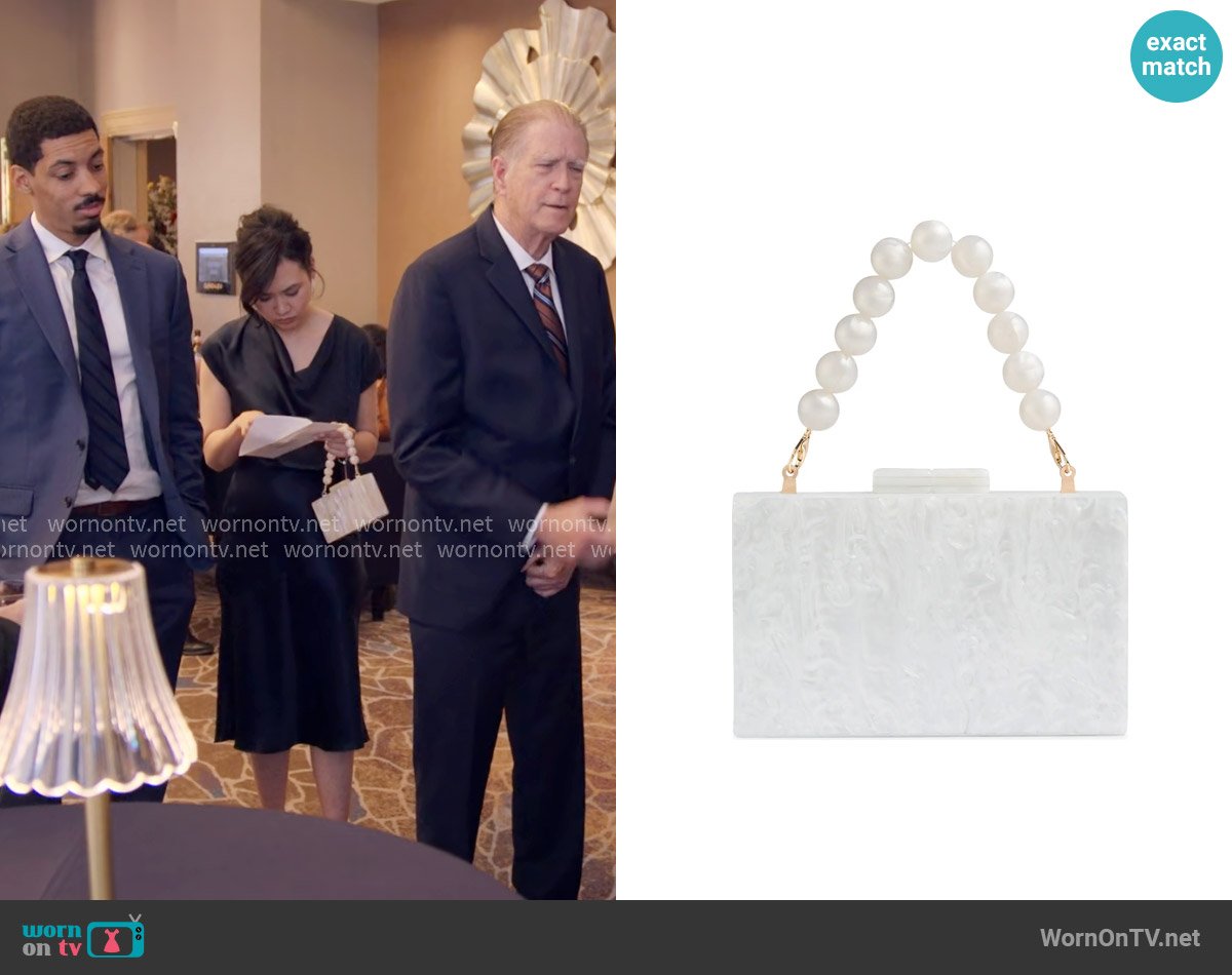LK Bennett Maeve Box Clutch worn by Nicole Lee (Ramona Young) on The Paper