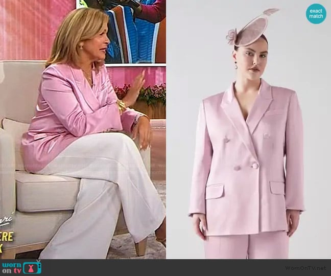 LK Bennett Rose Italian Satin Jacket in Pink worn by Hoda Kotb on Sherri