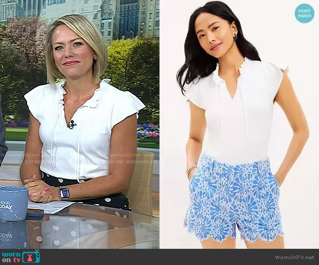 Loft Ruffle Tie Neck Sweater Tee worn by Dylan Dreyer on Today