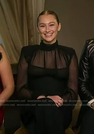 Lola Tung's black sheer blouse and pants on Today