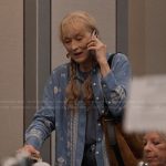 Loretta’s blue embroidered shirt on Only Murders in the Building