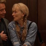 Loretta’s blue embroidered shirt on Only Murders in the Building