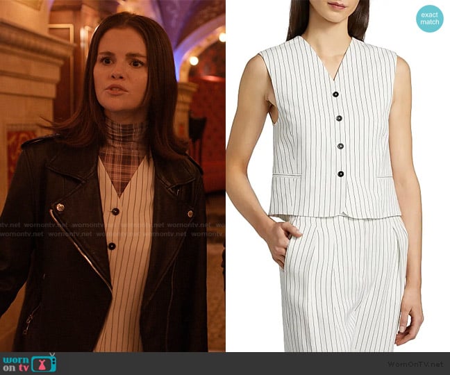 Loulou de Saison Vanua Pin-Stripe Vest worn by Mabel Mora (Selena Gomez) on Only Murders in the Building