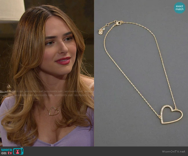 Lucky Brand Pave Open Heart Pendant worn by Holly Jonas (Ashley Puzemis) on Days of our Lives