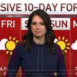 Maria’s navy dress with white stitching on Today