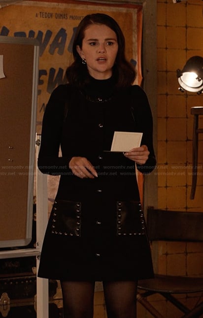 Mabel's black button front dress on Only Murders in the Building