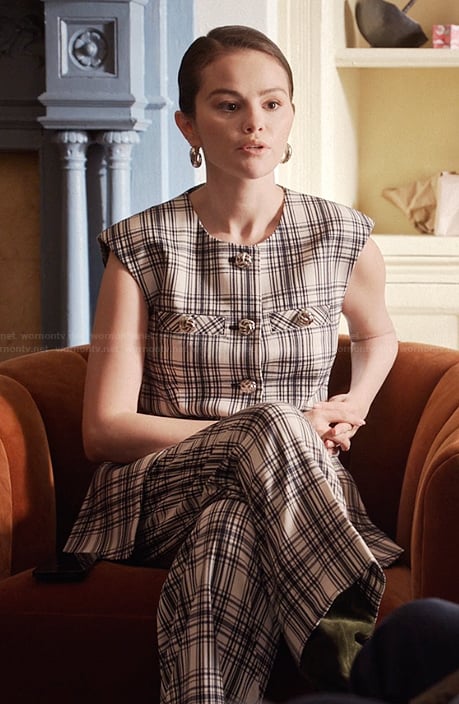 Mabel's plaid vest and pants on Only Murders in the Building