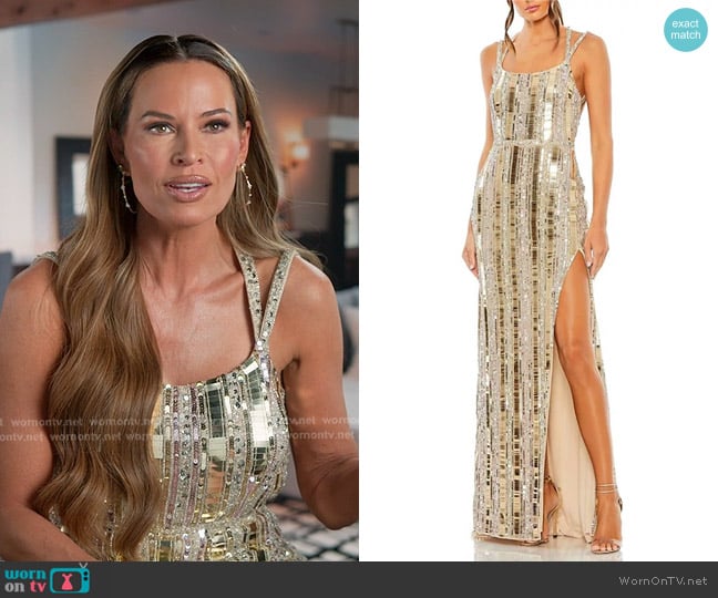 Mac Duggal Halter Neck Embellished Detailed Back Gown worn by Britani Bateman on The Real Housewives of Salt Lake City