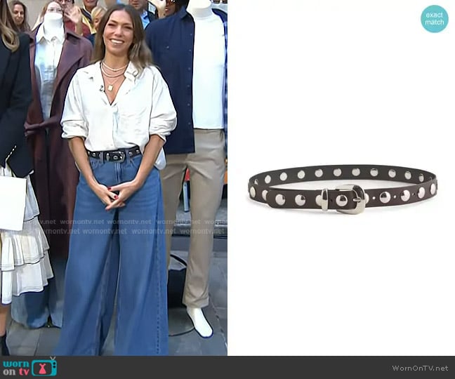 Madewell Studded Western Leather Belt in true black multi worn by  on Today