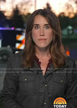 Maggie Vespa's brown field jacket on Today