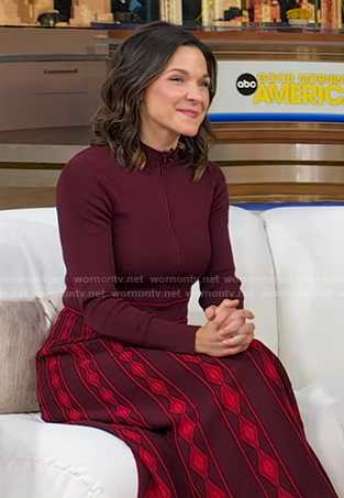 Maggie's Burgundy knit midi dress on Good Morning America