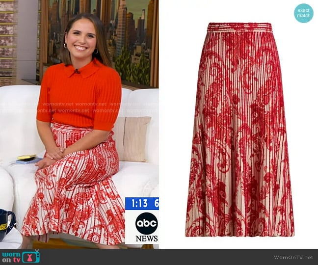 Maje Cropped Short Sleeve Cardigan worn by Elizabeth Schulze on Good Morning America