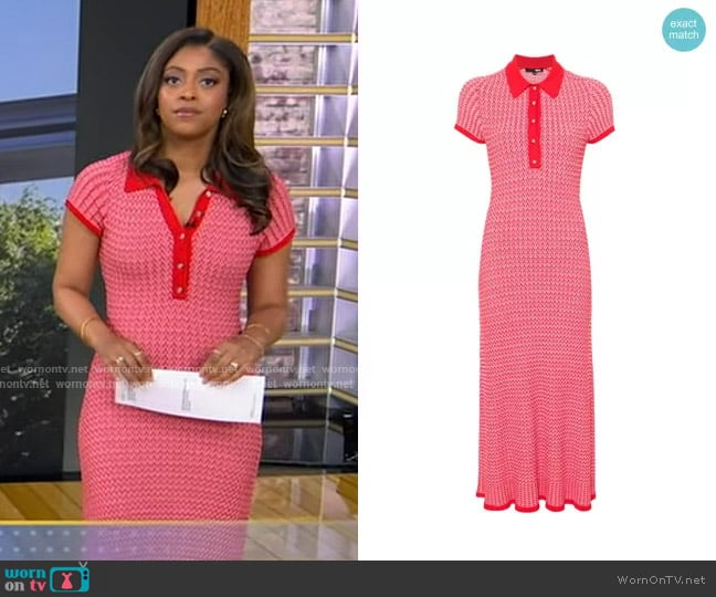 Maje Intarsia-knit Maxi Dress worn by Morgan Norwood on Good Morning America