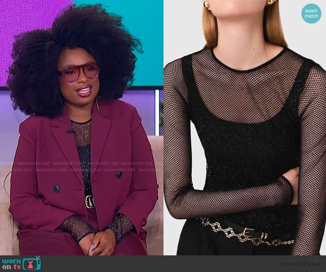 Maje Jersey diamante top worn by Jennifer Hudson on The Jennifer Hudson Show