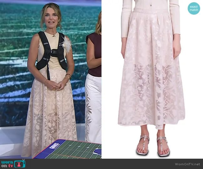 Maje Sequin Maxi Skirt in Beige worn by Savannah Guthrie on Today