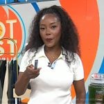 Makho’s white polo and wide-leg jeans on Today