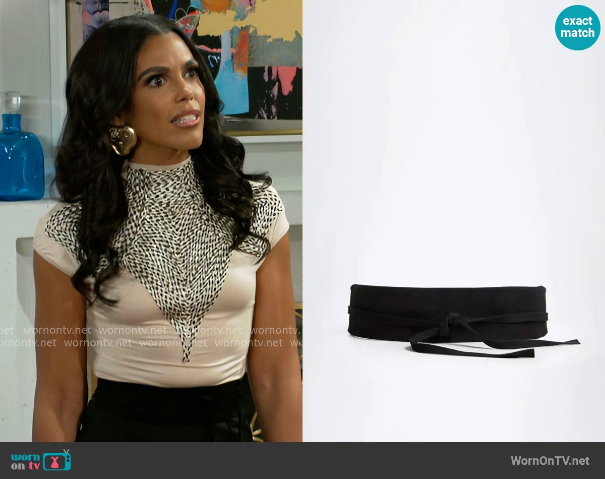 Mango Interwoven sash belt worn by Dani Dupree (Karla Mosley) on Beyond the Gates