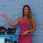 Manuela’s pink embellished mini dress on The Price is Right
