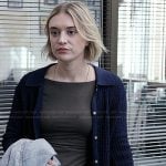 Mare’s blue crochet knit cardigan on The Paper
