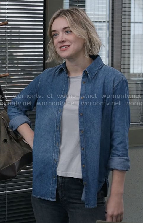 Mare's denim shirt on The Paper