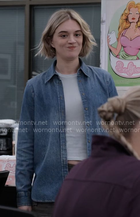 Mare's denim shirt on The Paper