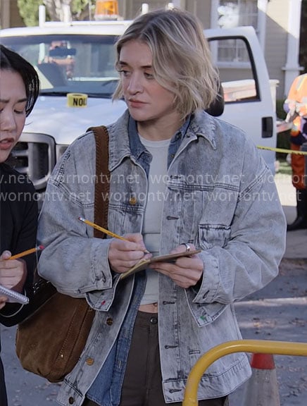 Mare's oversized denim jacket on The Paper