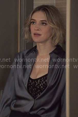 Mare’s steel blue satin shirt on The Paper