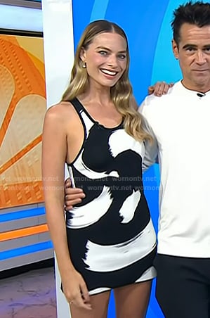 Margot Robbie’s black and white print mini dress on Today