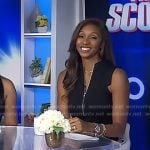 Maria Taylor’s black and stripe asymmetric dress on Today