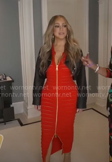 Mariah Carey’s red zip-front dress on CBS Mornings