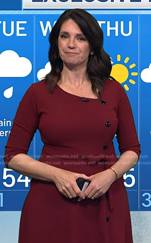 Maria's burgundy button detail dress on Today