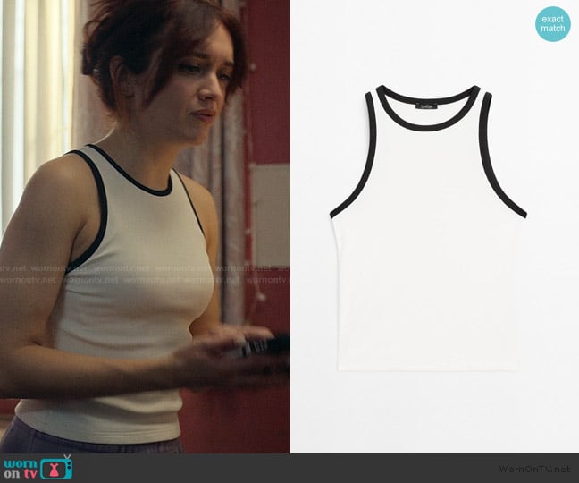 Massimo Dutti Cotton halter top with contrast detail worn by Cherry Laine (Olivia Cooke) on The Girlfriend