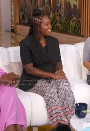 Maya Feller’s printed pants on Good Morning America