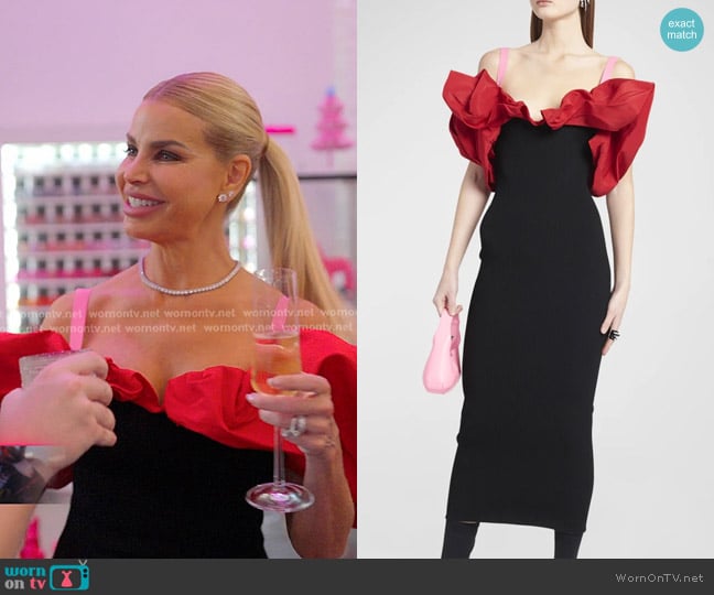McQueen Knit Midi Dress with Colorblock Ruffle Detail worn by Alexia Echevarria (Alexia Echevarria) on The Real Housewives of Miami
