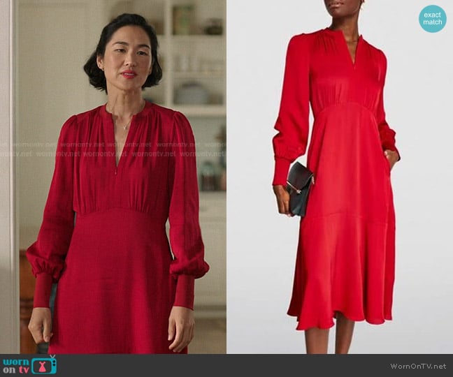 Me + Em Panelled Midi Dress in Red worn by Laurel (Jackie Chung) on The Summer I Turned Pretty