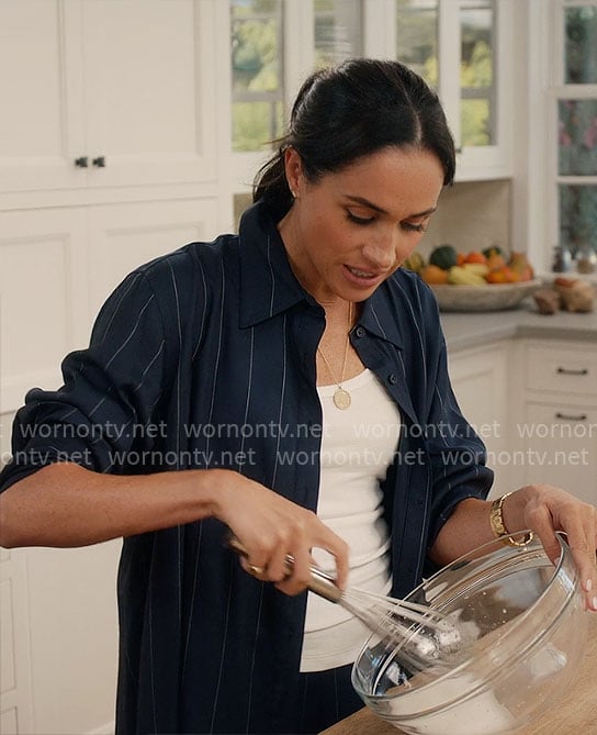 Meghan Markle’s navy striped shirt on With Love Meghan