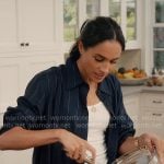 Meghan Markle’s navy striped shirt on With Love Meghan