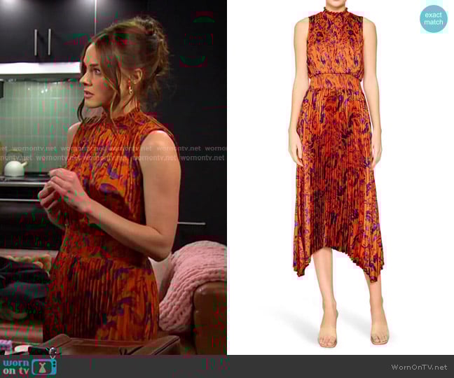 Melloday Paisley Pleated Handkerchief Hem Dress worn by Stephanie Johnson (Abigail Klein) on Days of our Lives
