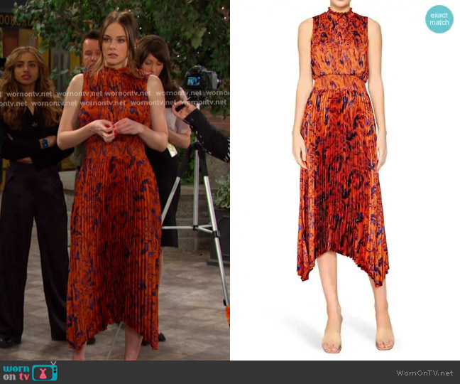 Melloday Paisley Pleated Handkerchief Hem Dress worn by Stephanie Johnson (Abigail Klein) on Days of our Lives